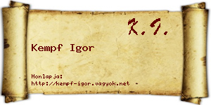 Kempf Igor névjegykártya